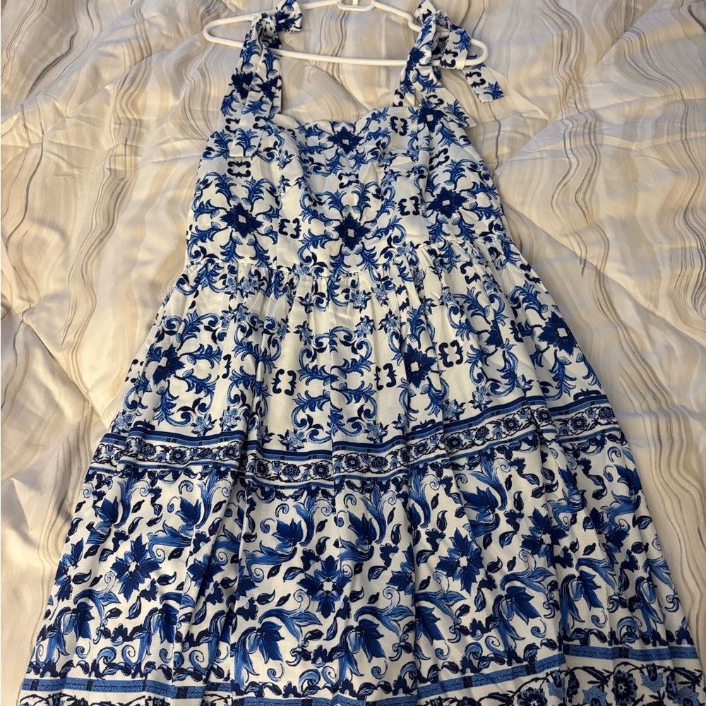 Blue and White Floral Dress